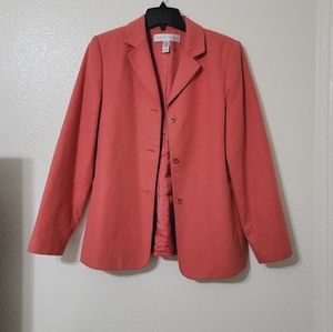 Vintage Valerie Stevens Wool Cashmere Blend Coral Color Blazer Size 8
